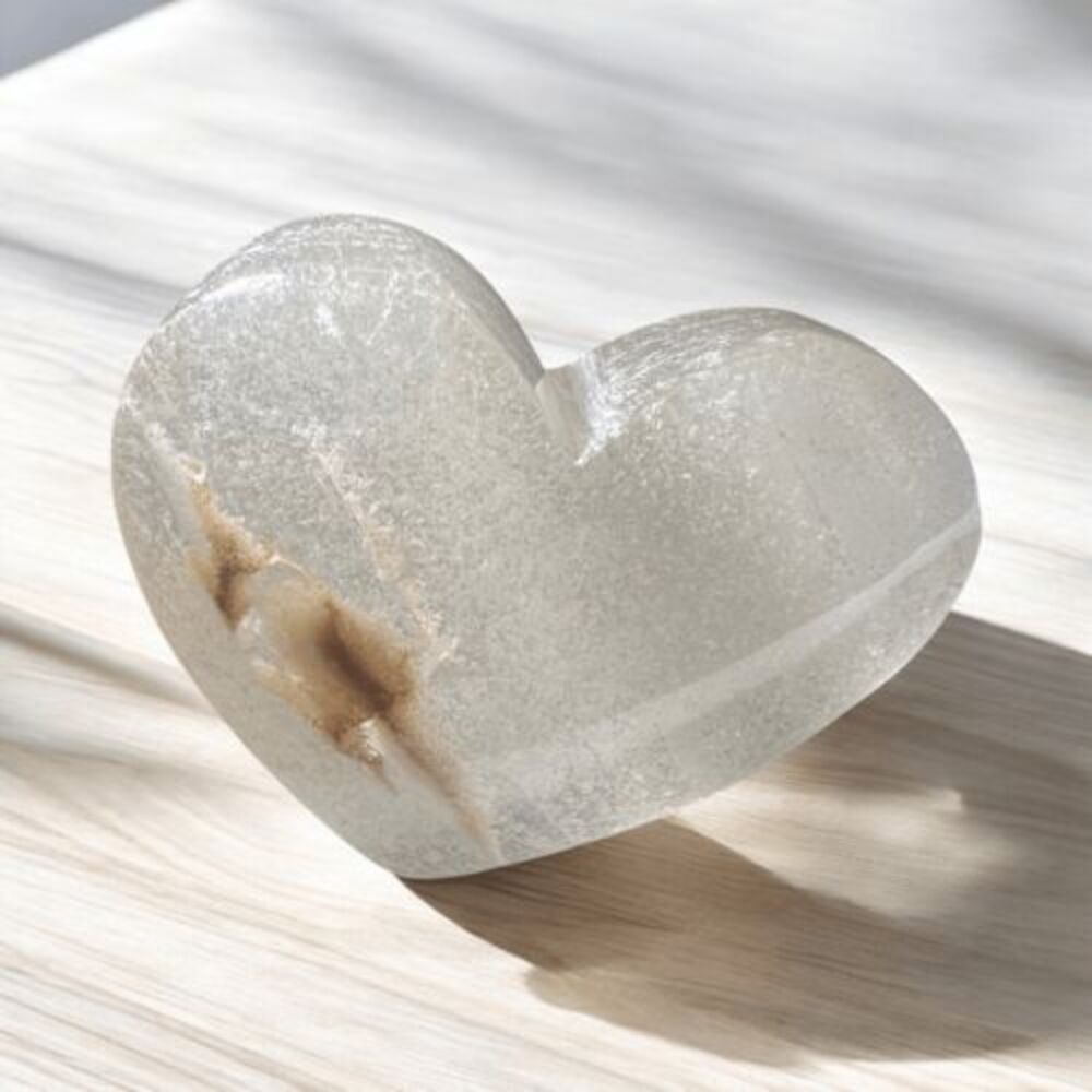 Clear Quartz Crystal Heart Carving